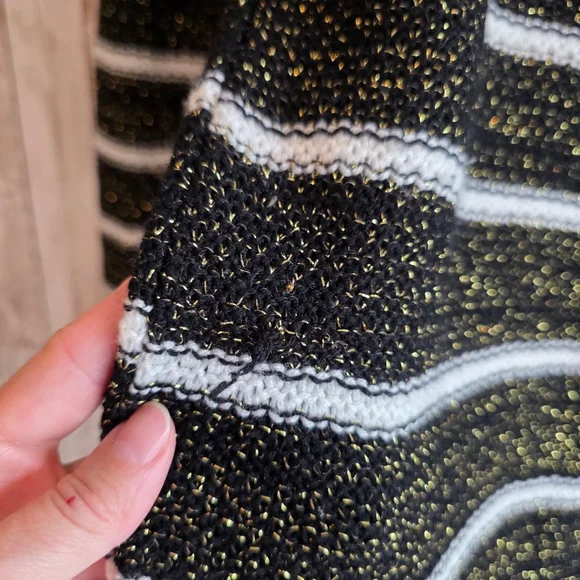 Women's Unbranded Black Gold Striped Crew Neck Sweater S - Picture 5 of 7